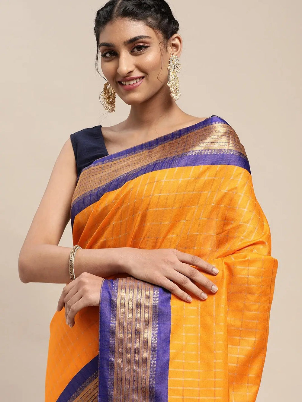 Uppada Cotton Silk Saree With Self Butti