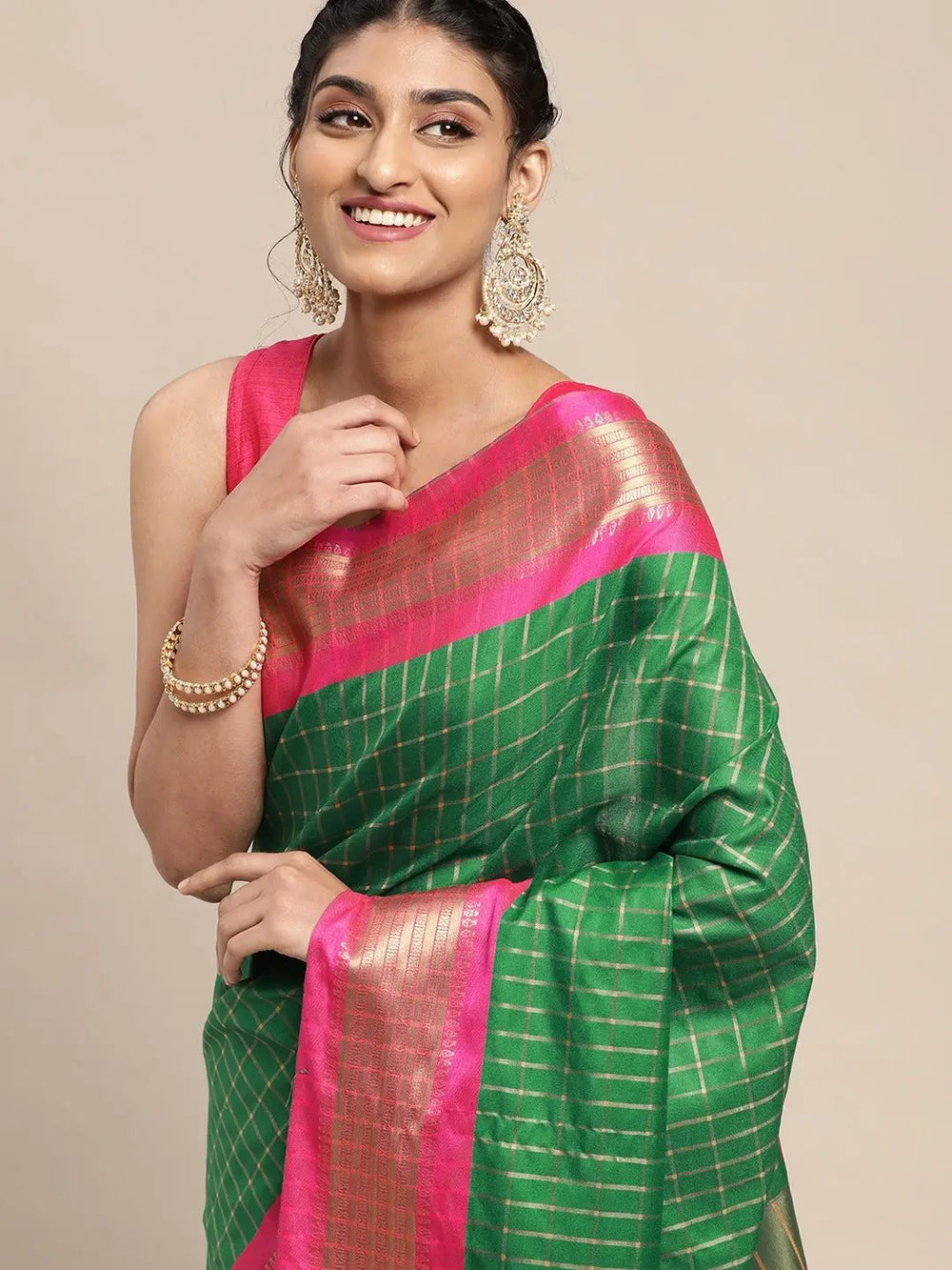 Uppada Cotton Silk Saree With Self Butti