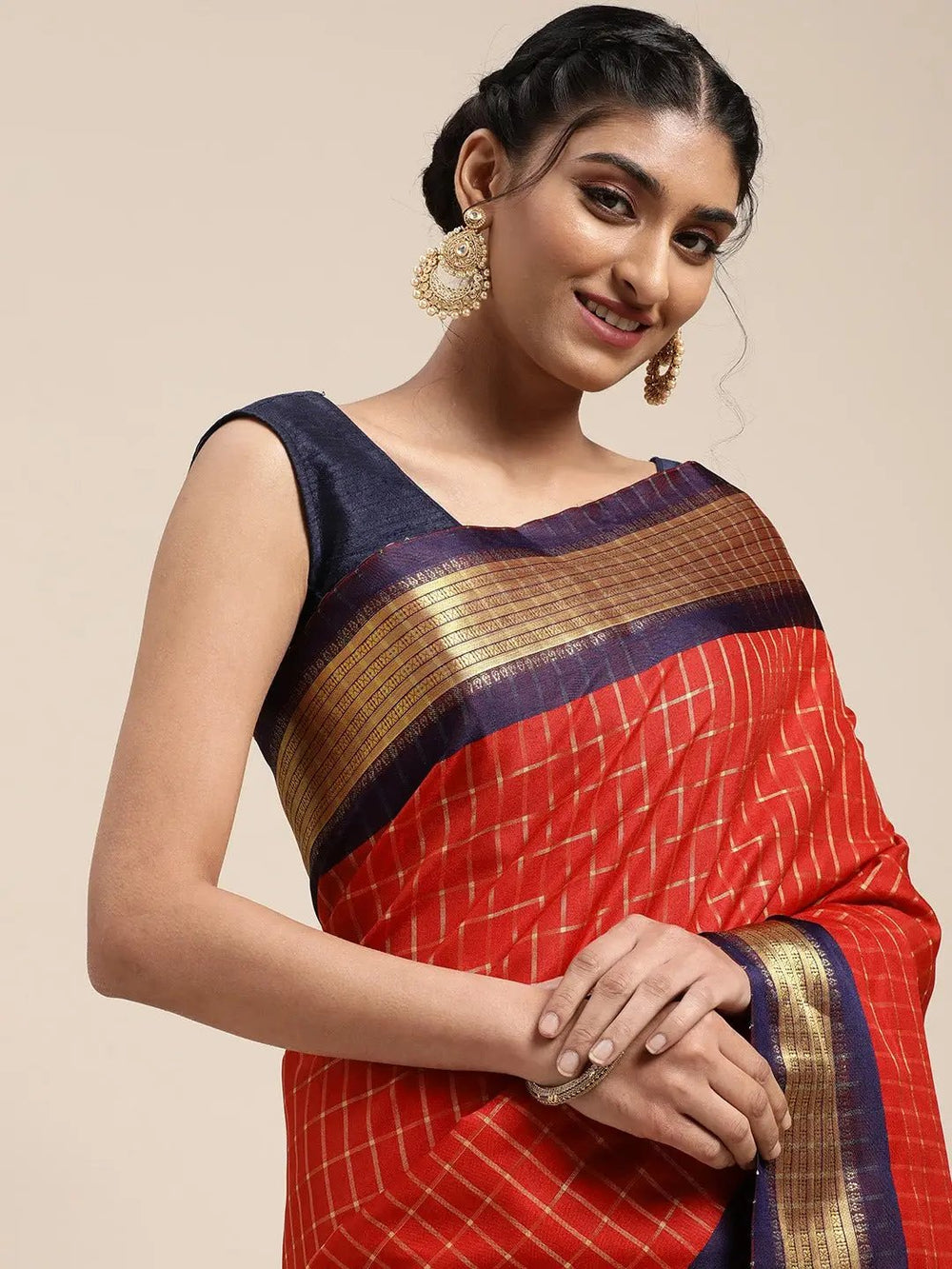 Uppada Cotton Silk Saree With Self Butti