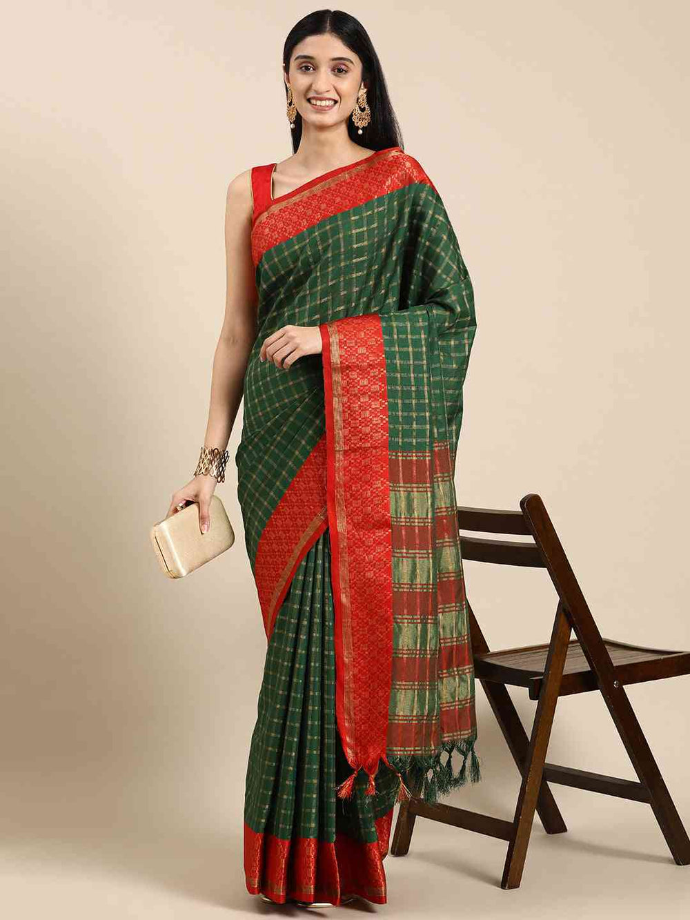  Small Chex Uppada Cotton Silk Saree   collapse