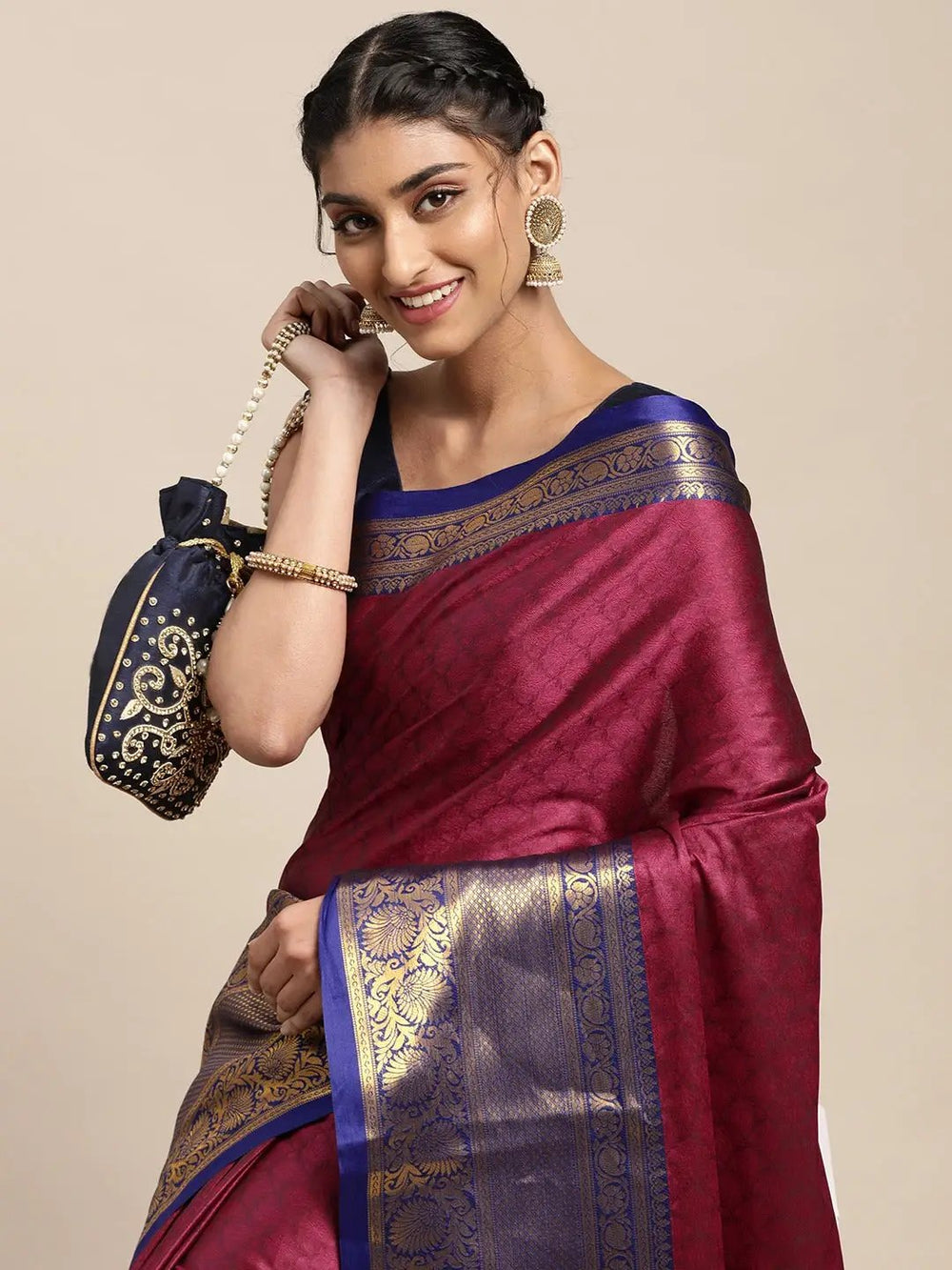 Uppada Cotton Silk Saree With Self Butti