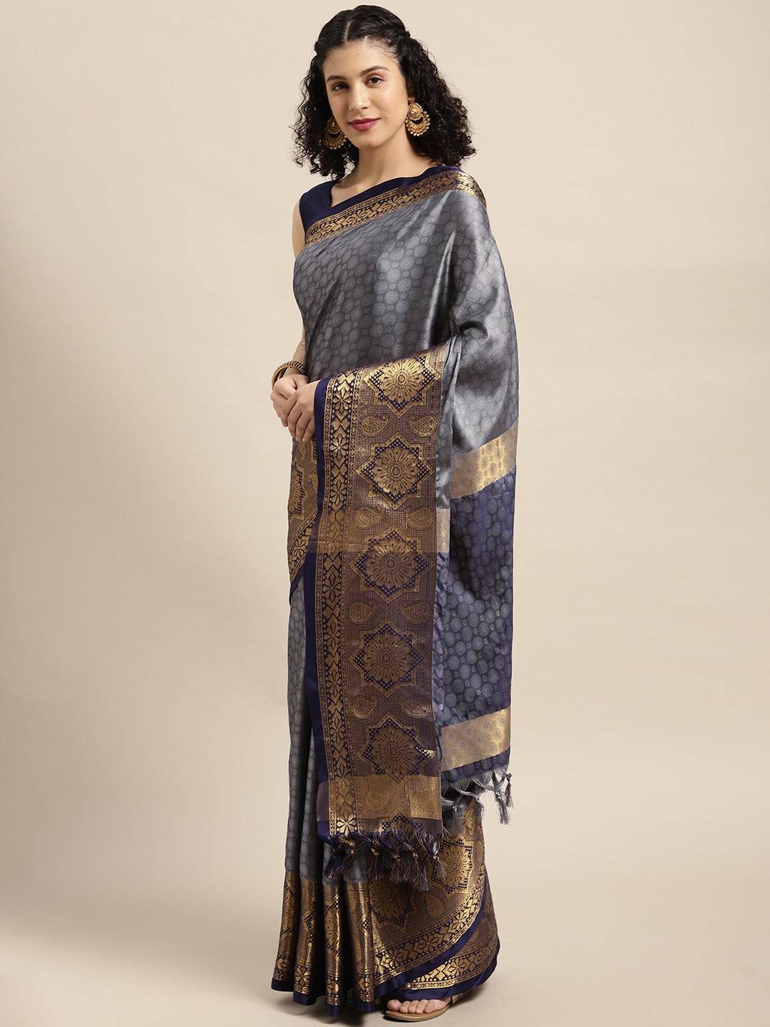 Uppada Cotton Silk Saree With Self Butti