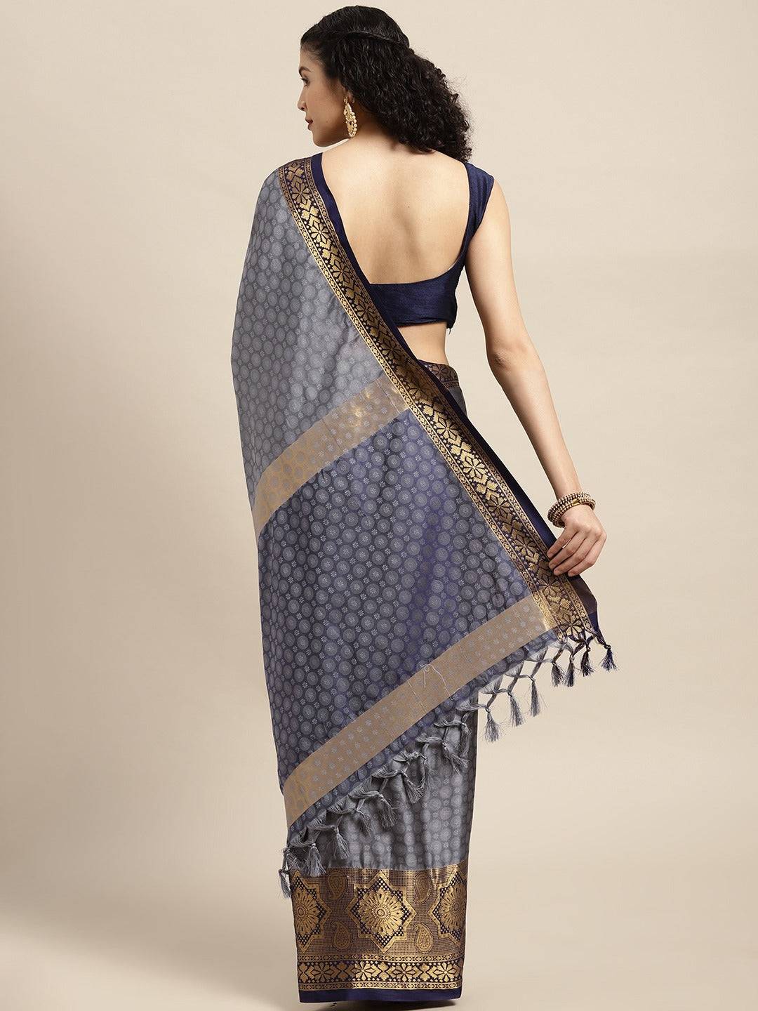 Uppada Cotton Silk Saree With Self Butti