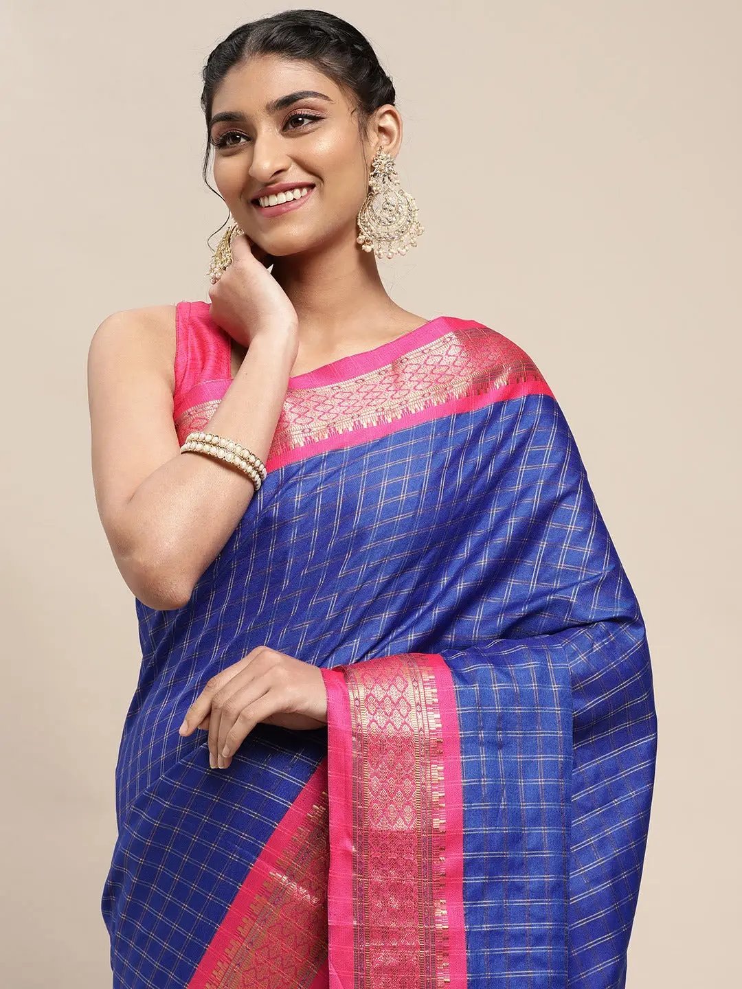 Uppada Cotton Silk Saree With Self Butti