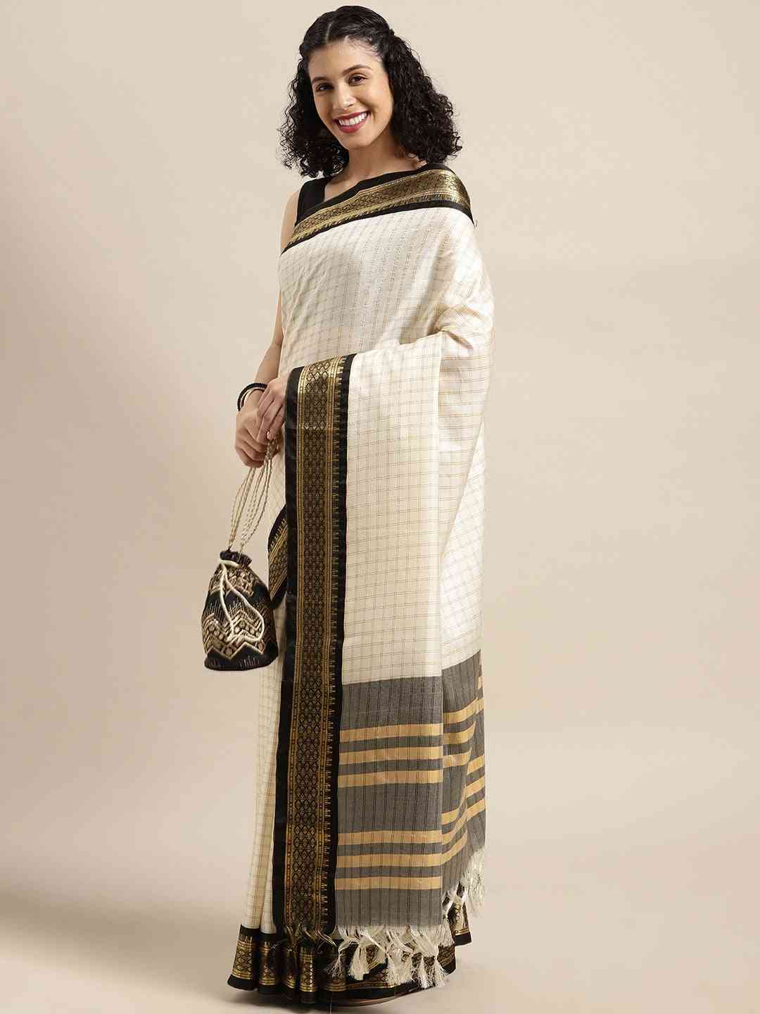 Self Butti Uppada Cotton Silk Saree at Vastranand.
