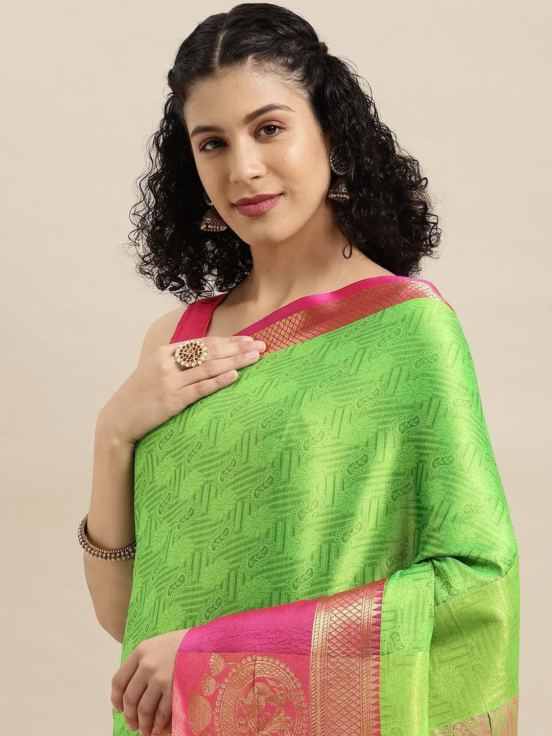  Uppada Cotton Silk Saree With Self Butti Design
