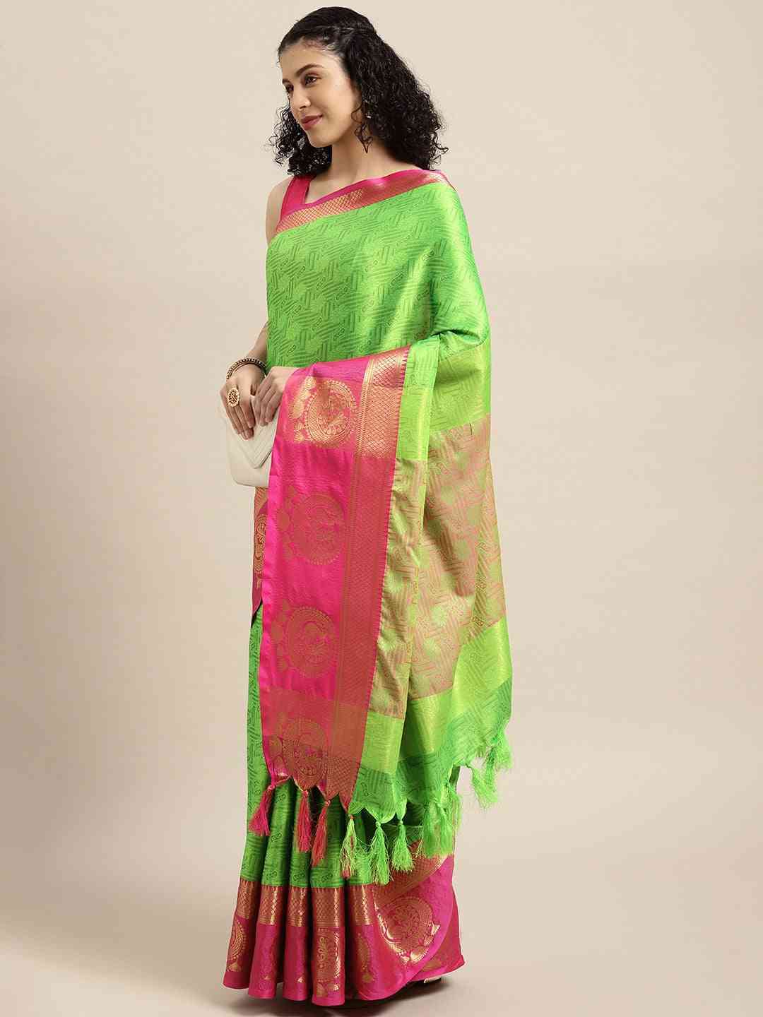  Uppada Cotton Silk Saree With Self Butti Design