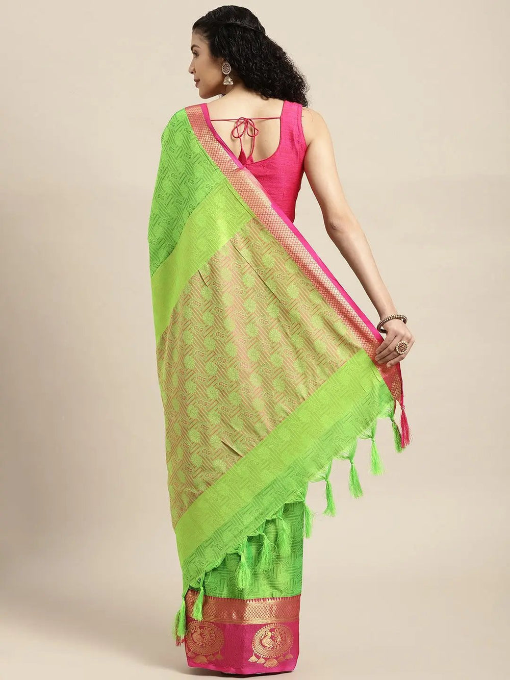  Uppada Cotton Silk Saree With Self Butti Design