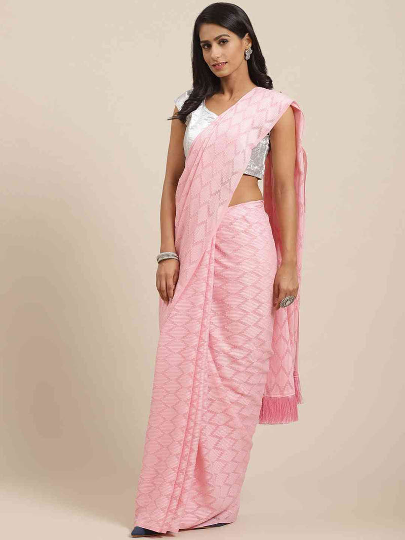 Pure Soft Georgette Self Weaving Saree 
