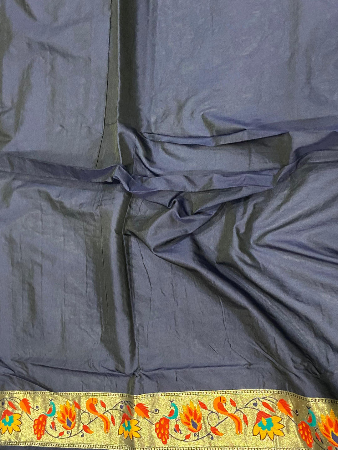 Navy Silk Blend Woven Zari Work Paithani Saree

