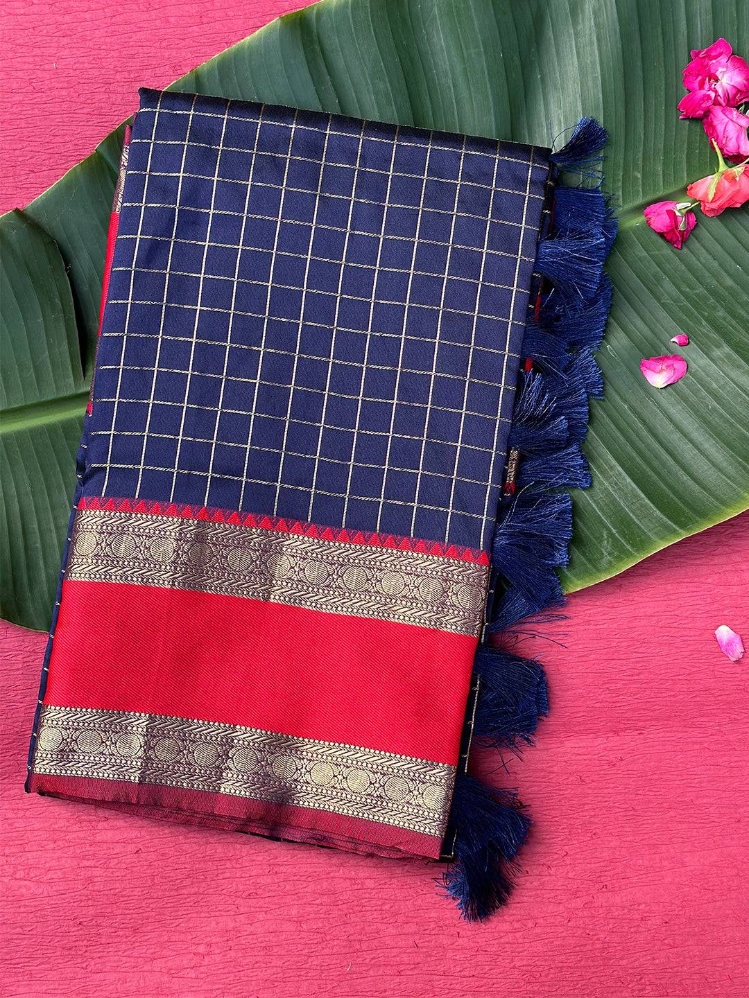 Navy Colour Soft Silk Woven Design Zari Kanchi Blend Banarasi Saree