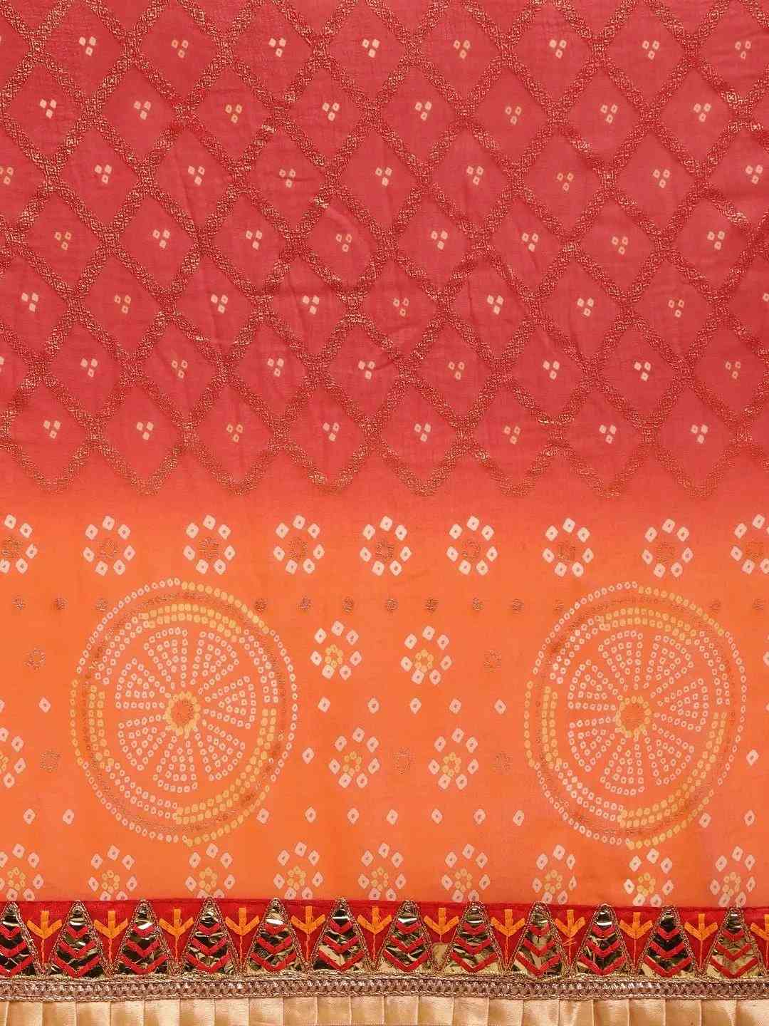 Poly Chiffon Foil & Bandhej Print Festive Saree