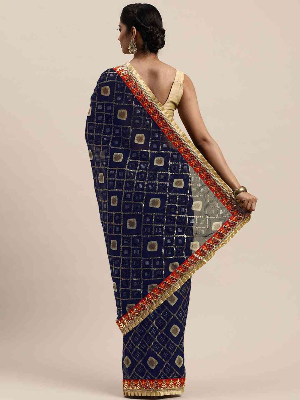 Poly Chiffon Foil & Bandhej Print Festive Saree