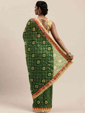 Poly Chiffon Foil & Bandhej Print Festive Saree