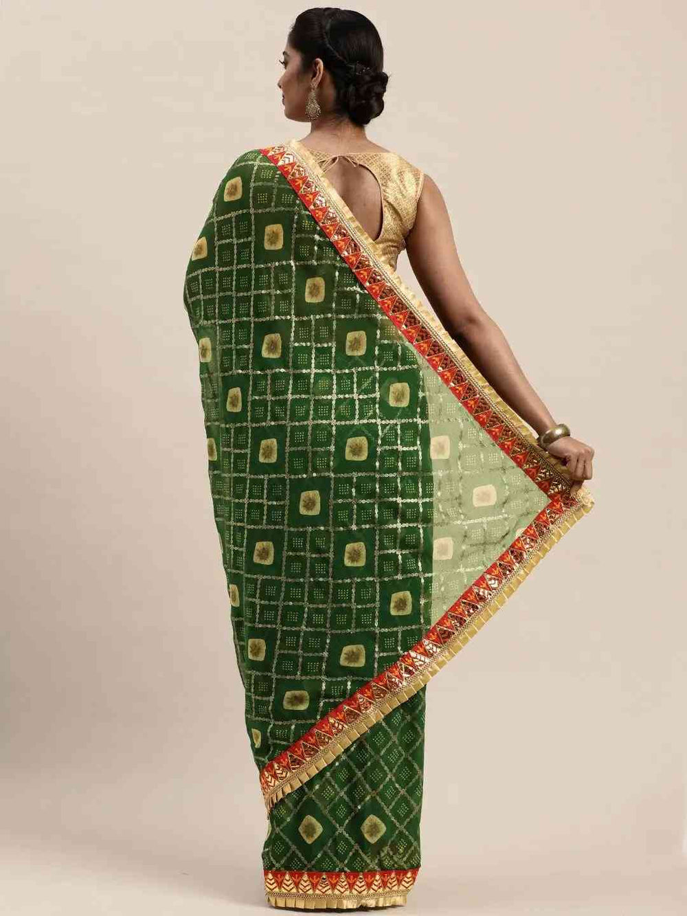 Poly Chiffon Foil & Bandhej Print Festive Saree