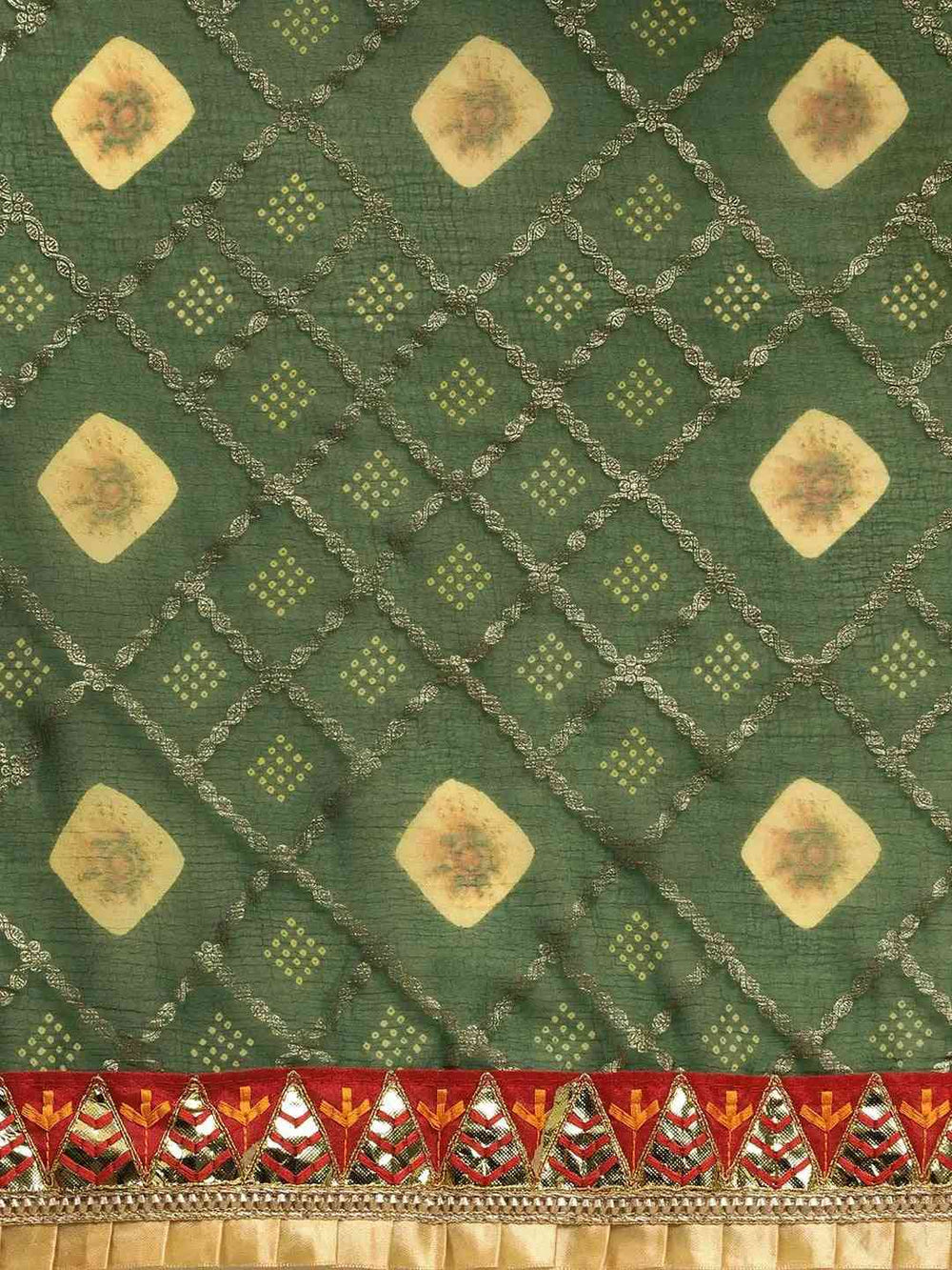Poly Chiffon Foil & Bandhej Print Festive Saree