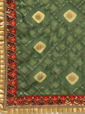 Poly Chiffon Foil & Bandhej Print Festive Saree