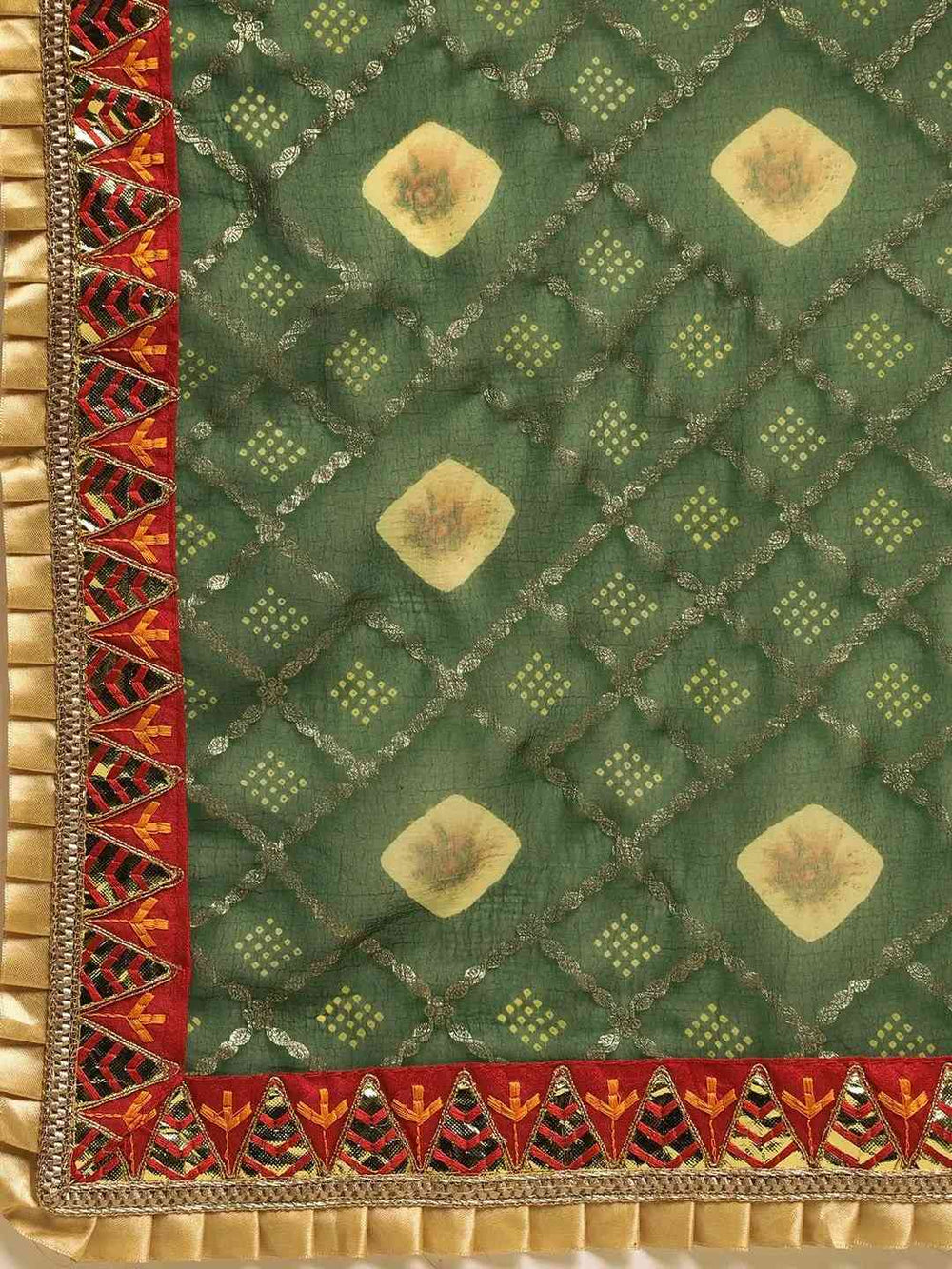 Poly Chiffon Foil & Bandhej Print Festive Saree