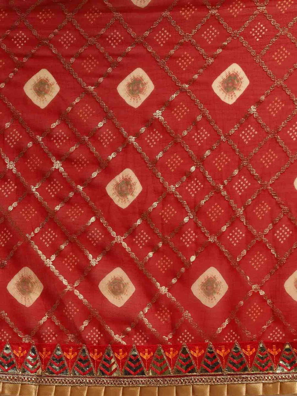 Poly Chiffon Foil & Bandhej Print Festive Saree