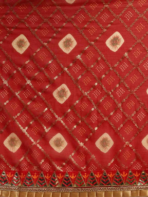 Poly Chiffon Foil & Bandhej Print Festive Saree