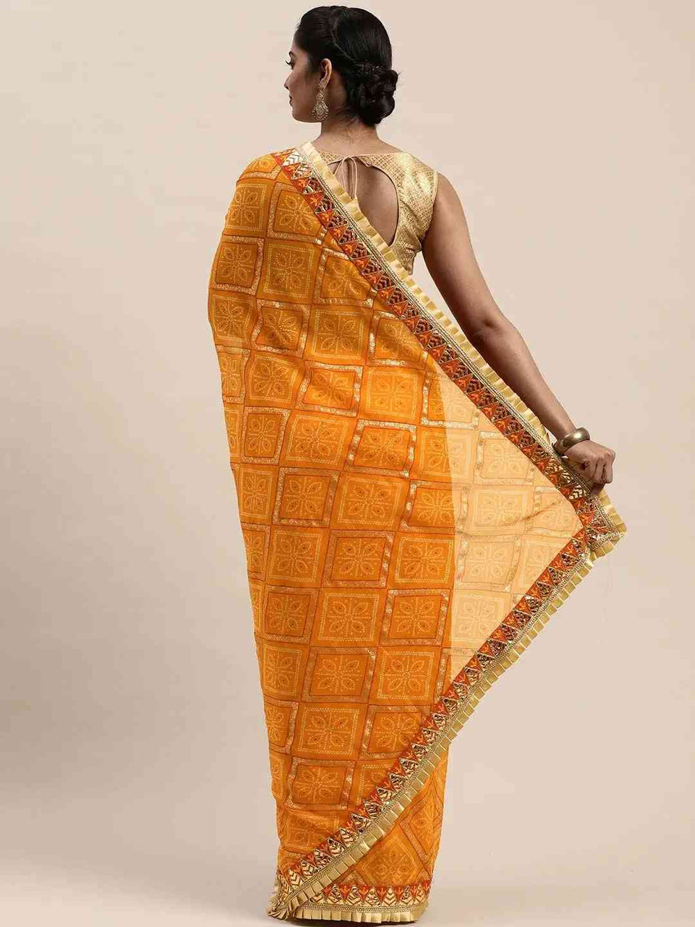 Poly Chiffon Foil & Bandhej Print Festive Saree