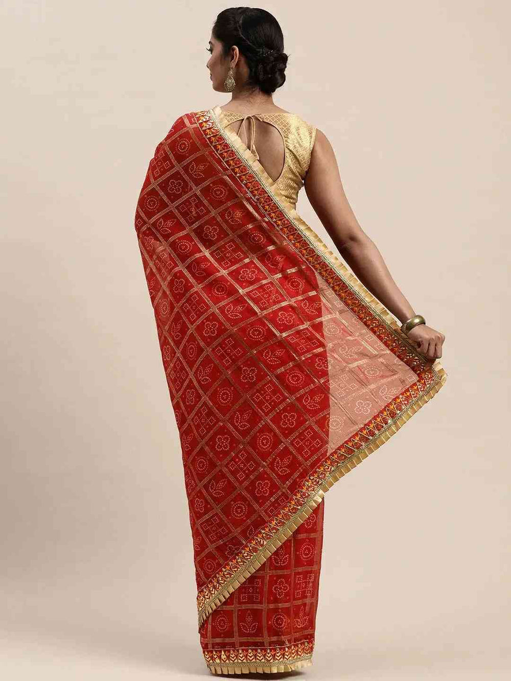 Poly Chiffon Foil & Bandhej Print Festive Saree