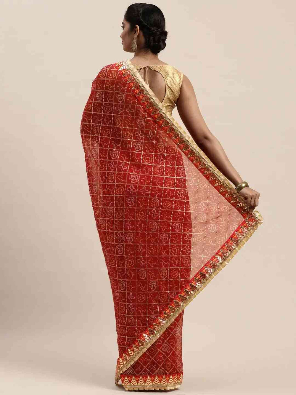 Poly Chiffon Foil & Bandhej Print Festive Saree