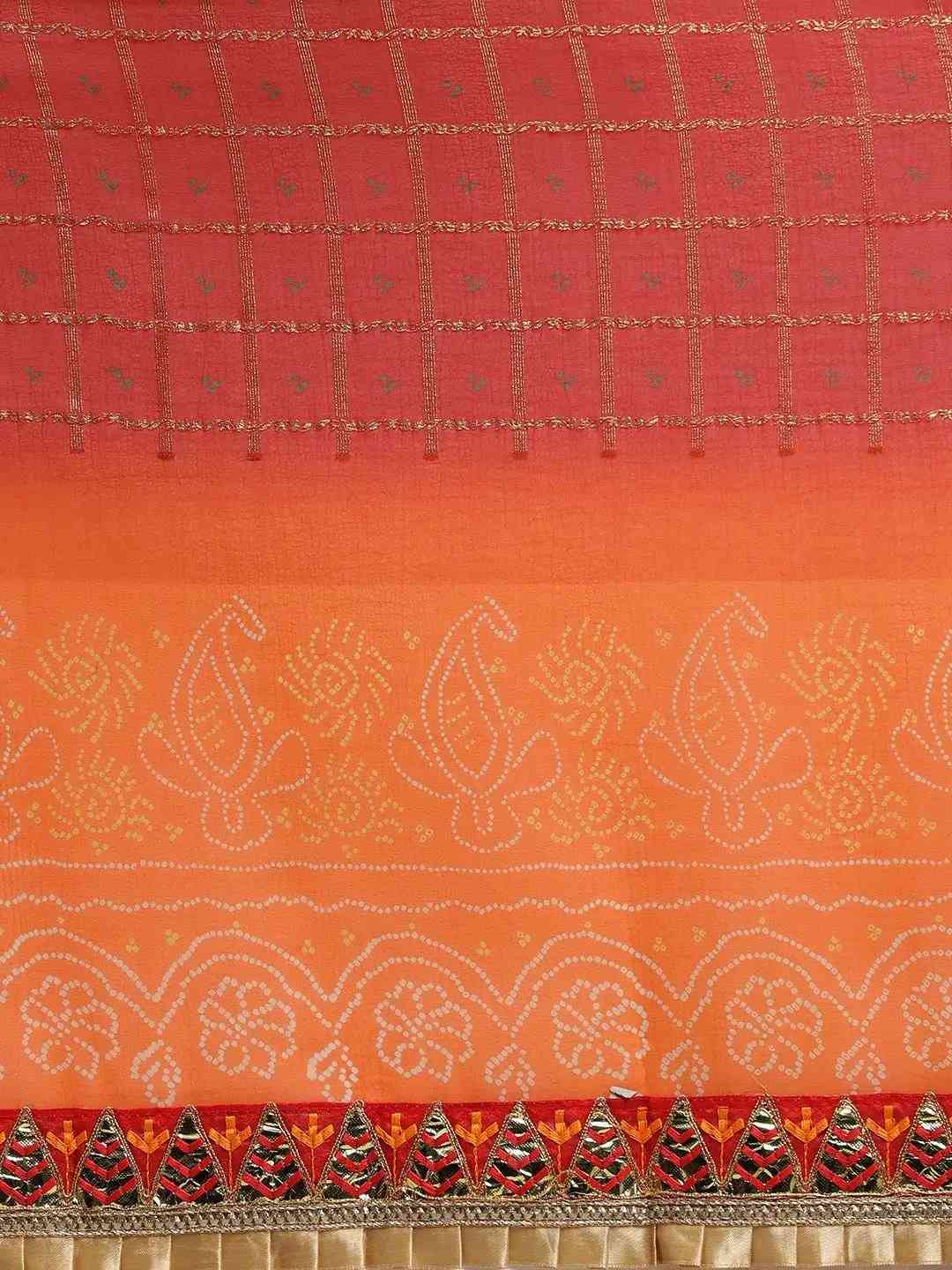 Poly Chiffon Foil & Bandhej Print Festive Saree