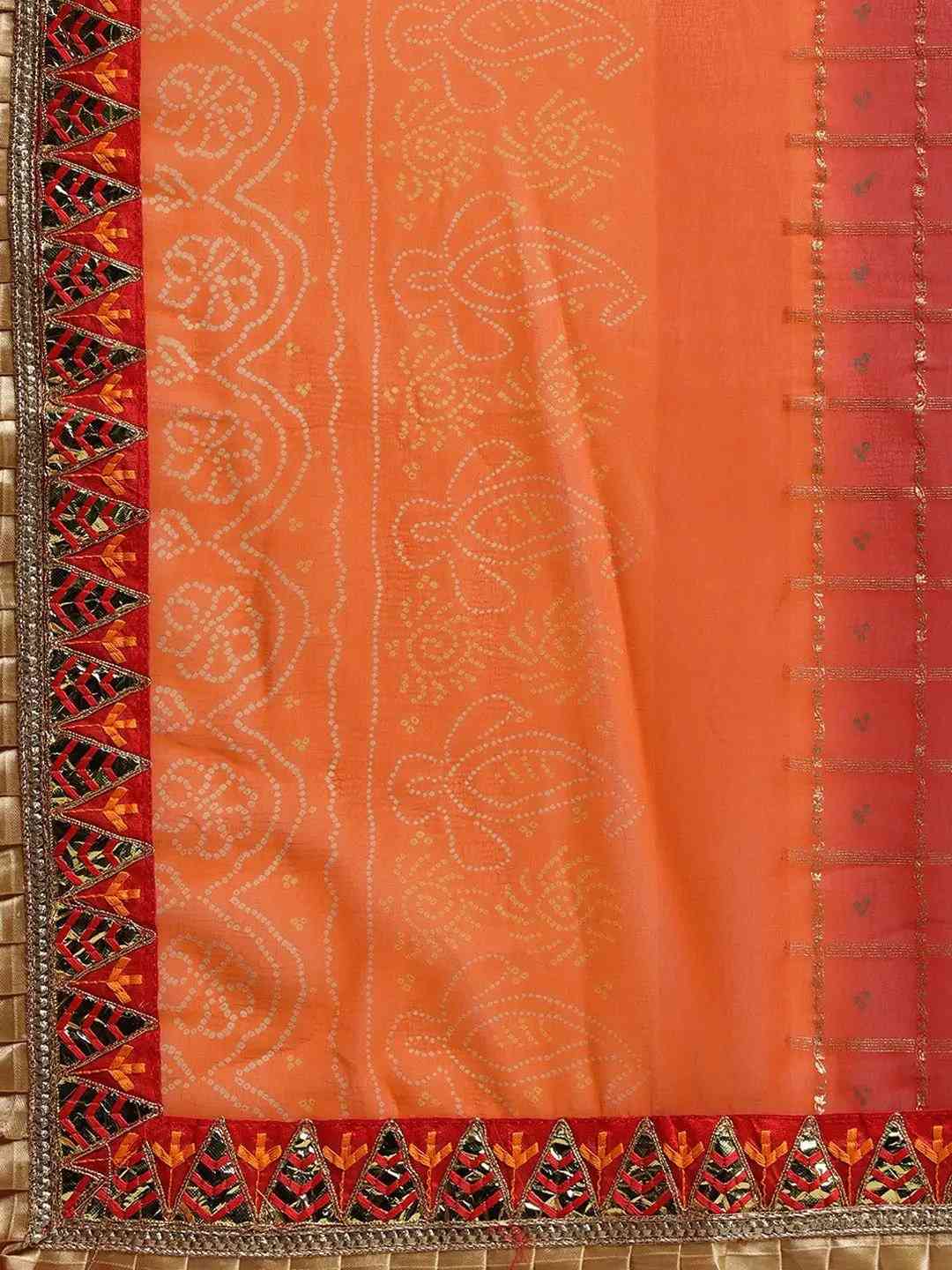 Poly Chiffon Foil & Bandhej Print Festive Saree