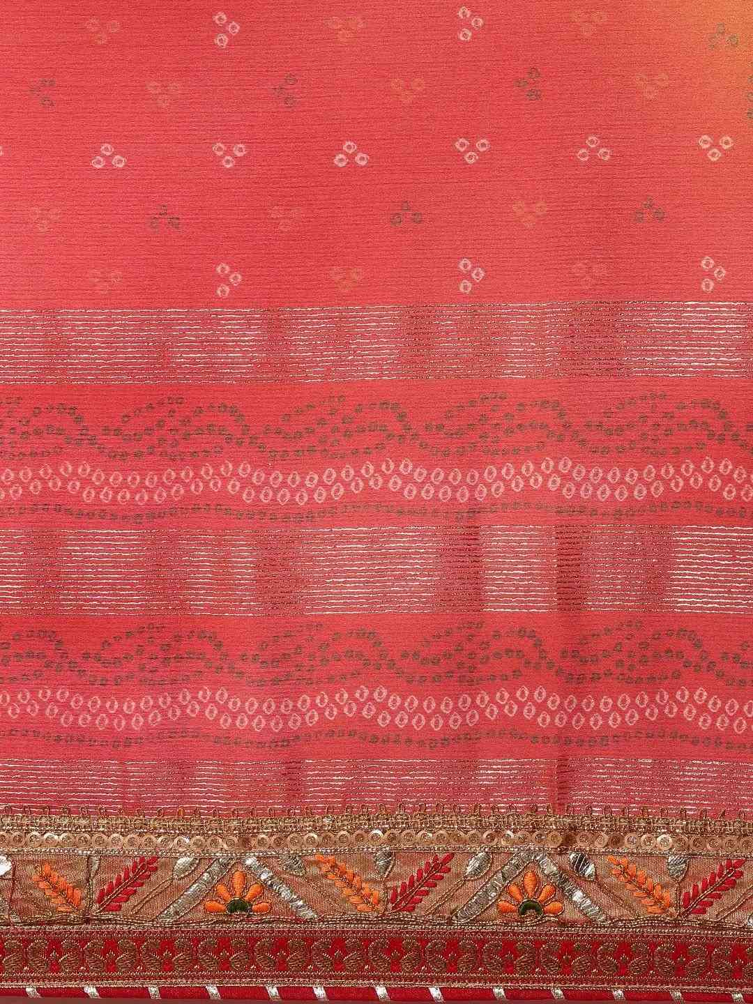 Poly Chiffon Foil & Bandhej Print Festive Saree