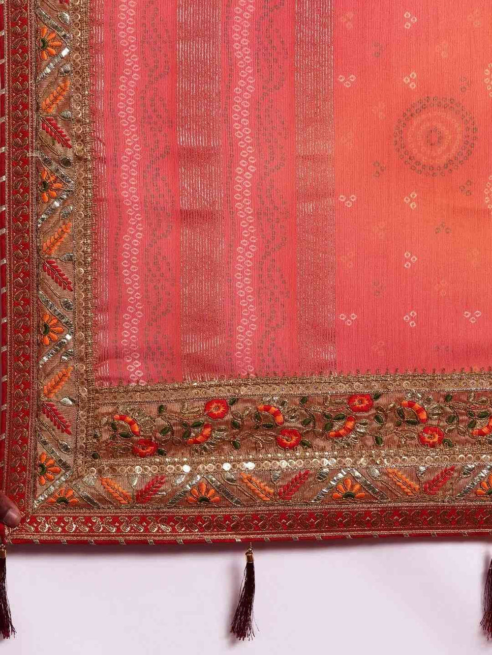 Poly Chiffon Foil & Bandhej Print Festive Saree