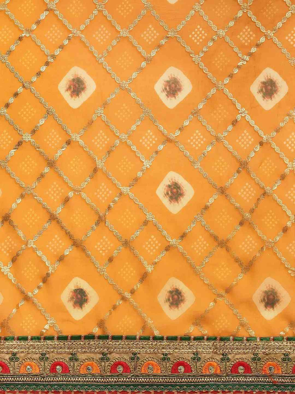Poly Chiffon Foil & Bandhej Print Festive Saree