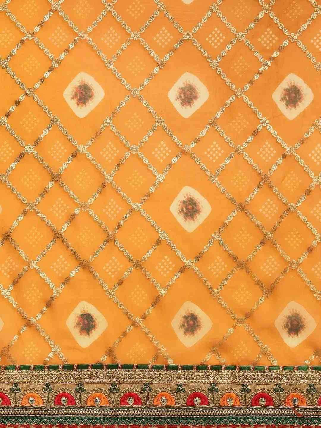 Poly Chiffon Foil & Bandhej Print Festive Saree