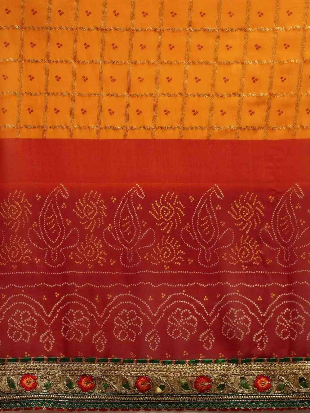 Poly Chiffon Foil & Bandhej Print Festive Saree