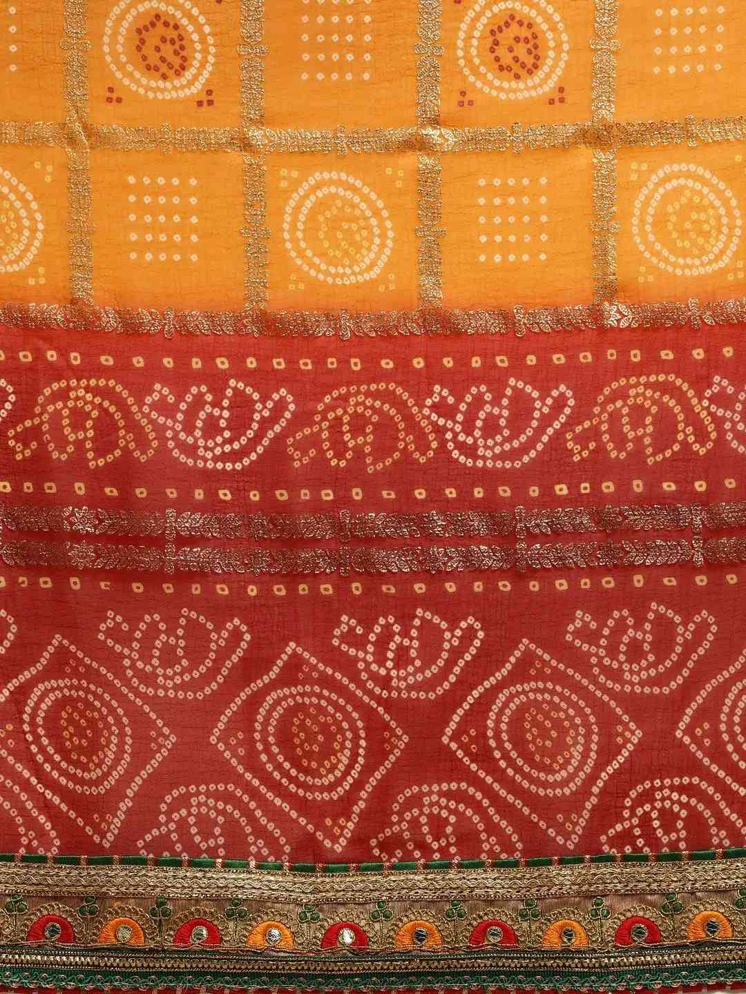Poly Chiffon Foil & Bandhej Print Festive Saree
