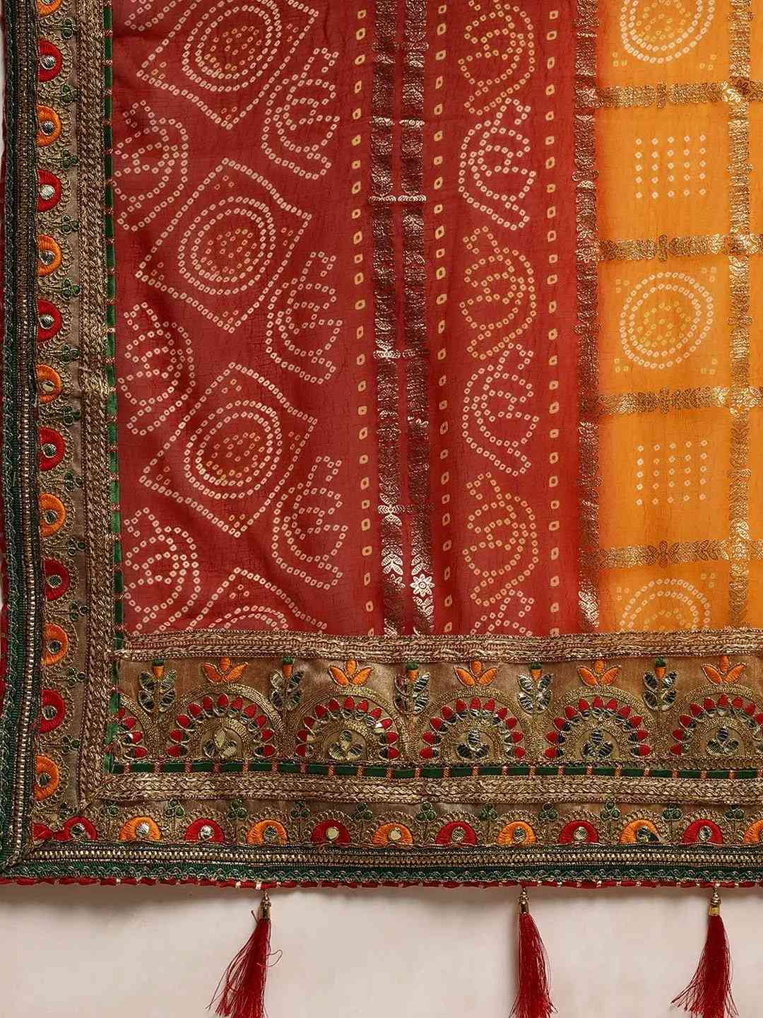 Poly Chiffon Foil & Bandhej Print Festive Saree