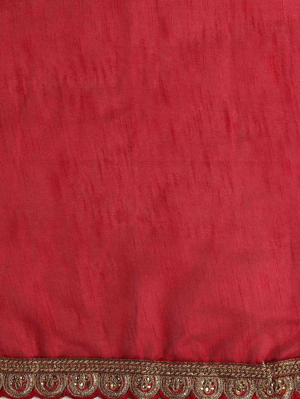 Poly Georgette Bandhani Saree With Lace Work On Border