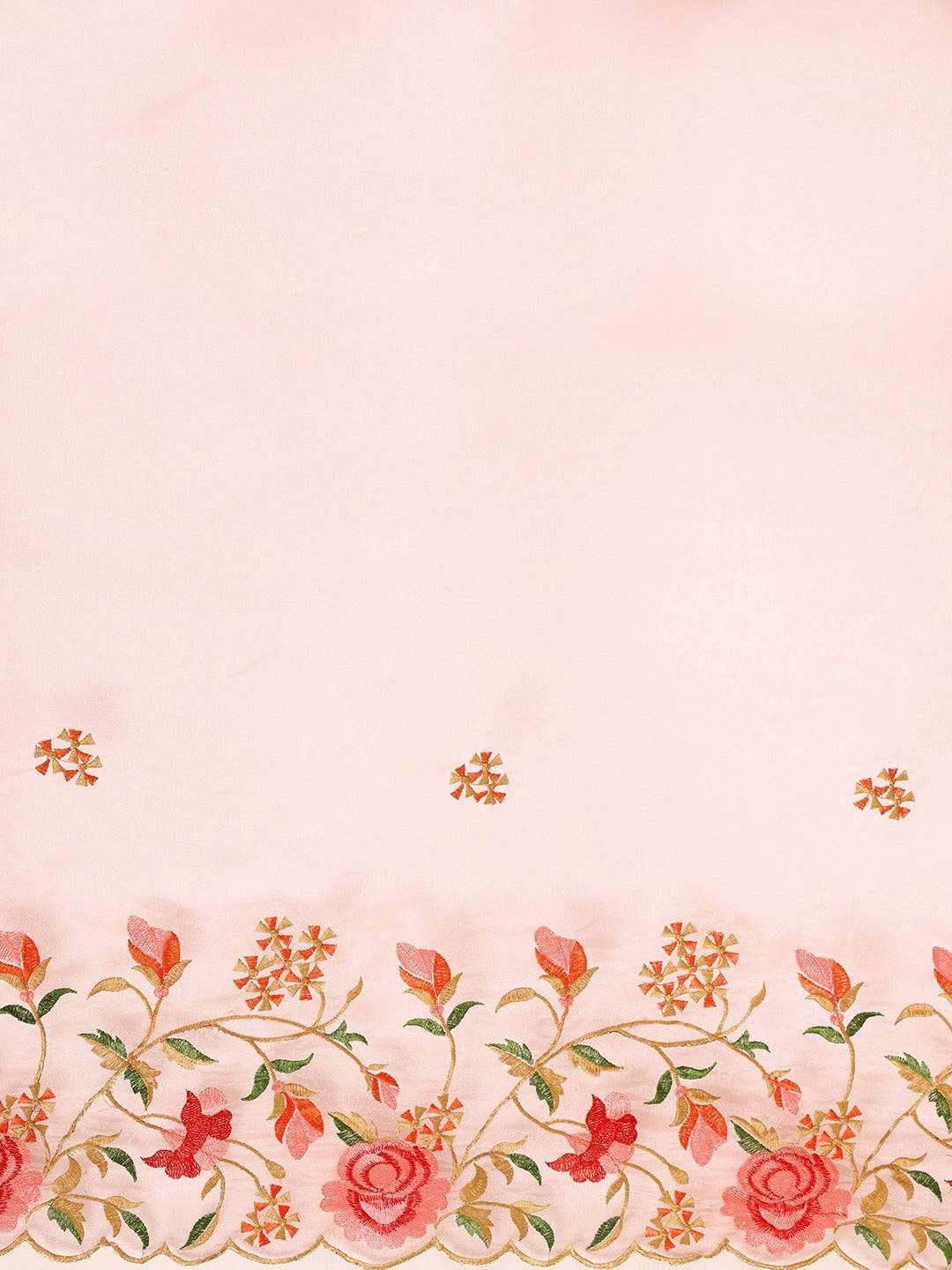 Soft Orgenza Embroidered Foil Print Saree