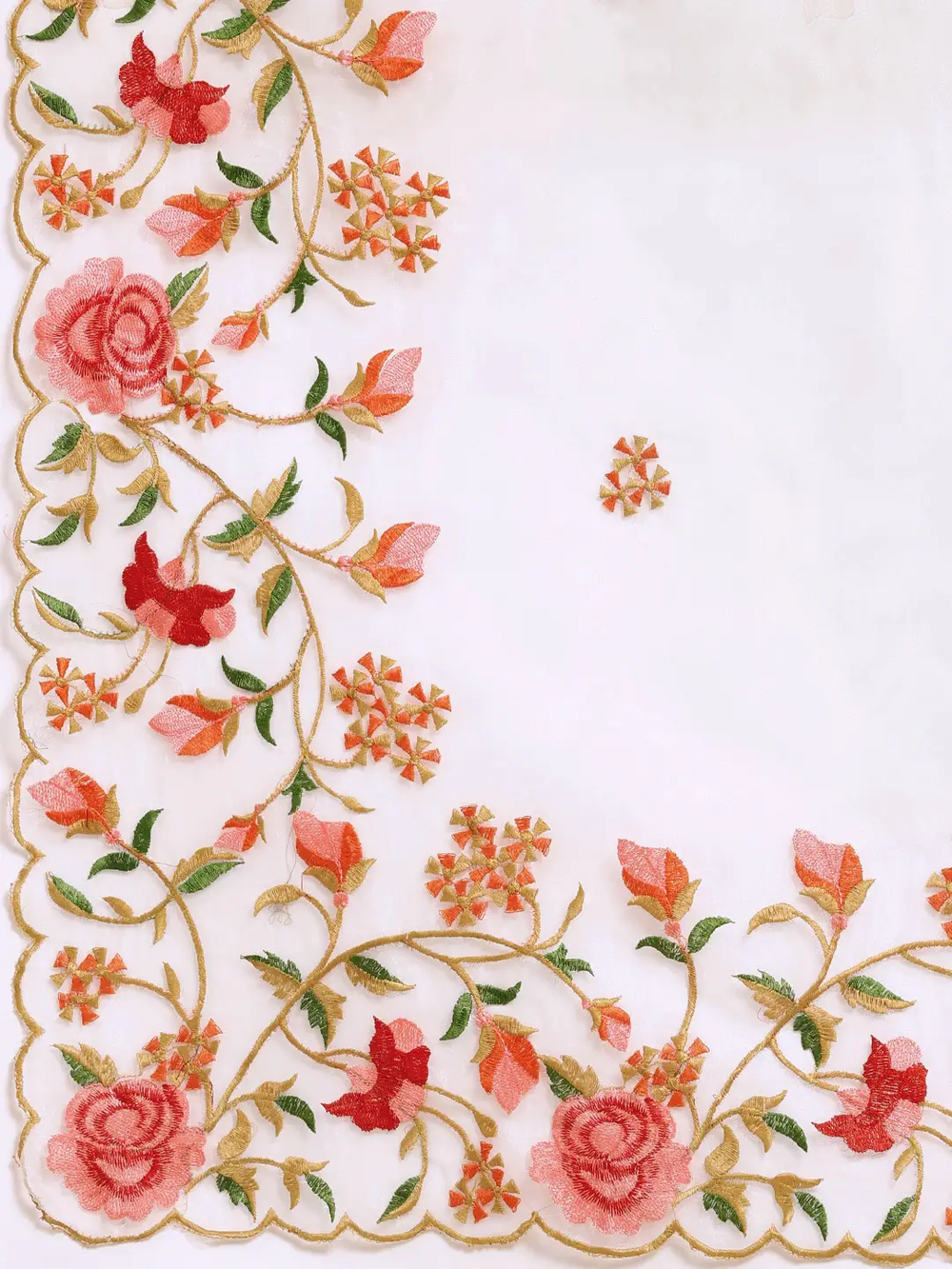 Soft Orgenza Embroidered Foil Print Saree
