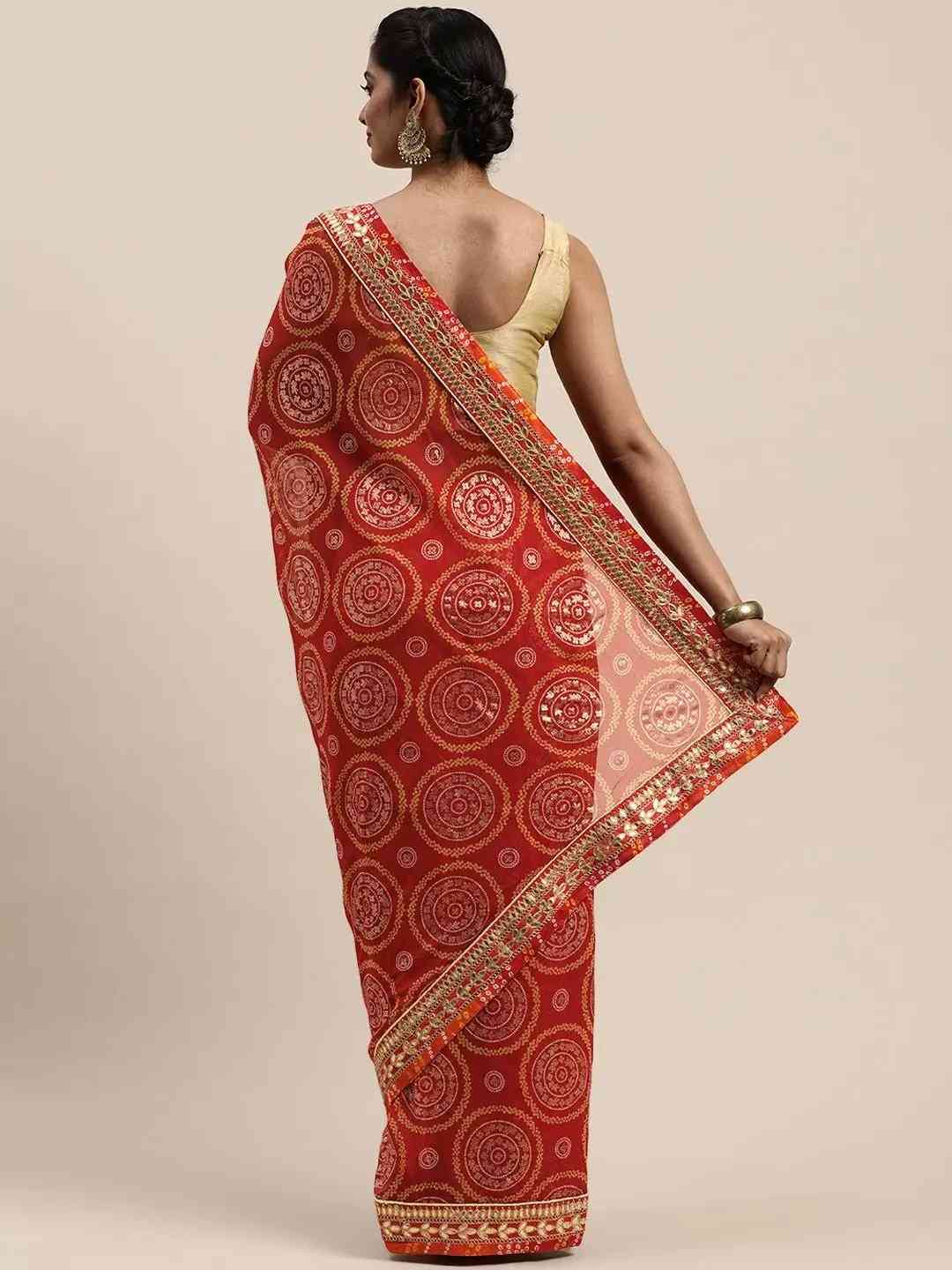  Festive Poly Chiffon Gota Patti Work Saree