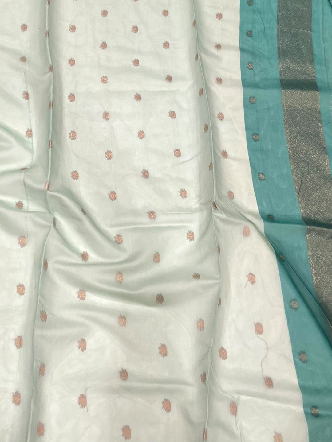Mint Green Flower Vely Print Saree

