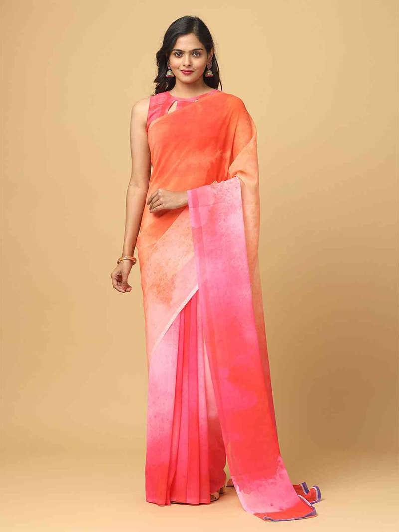 Ombre Soft Georgette Digital Print Saree