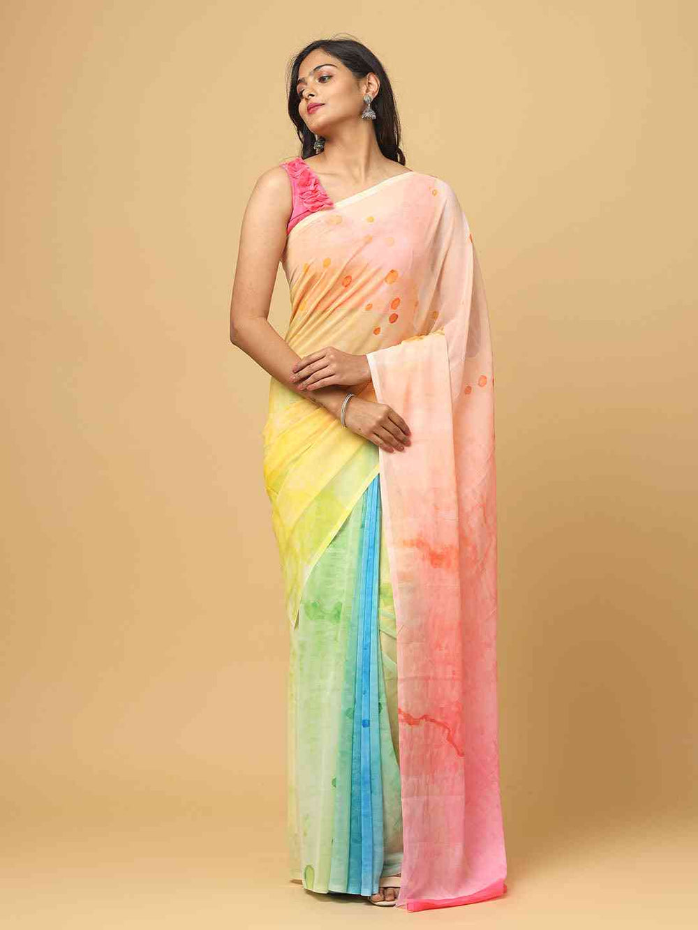  Ombre Soft Georgette Digital Print Party Wear Saree