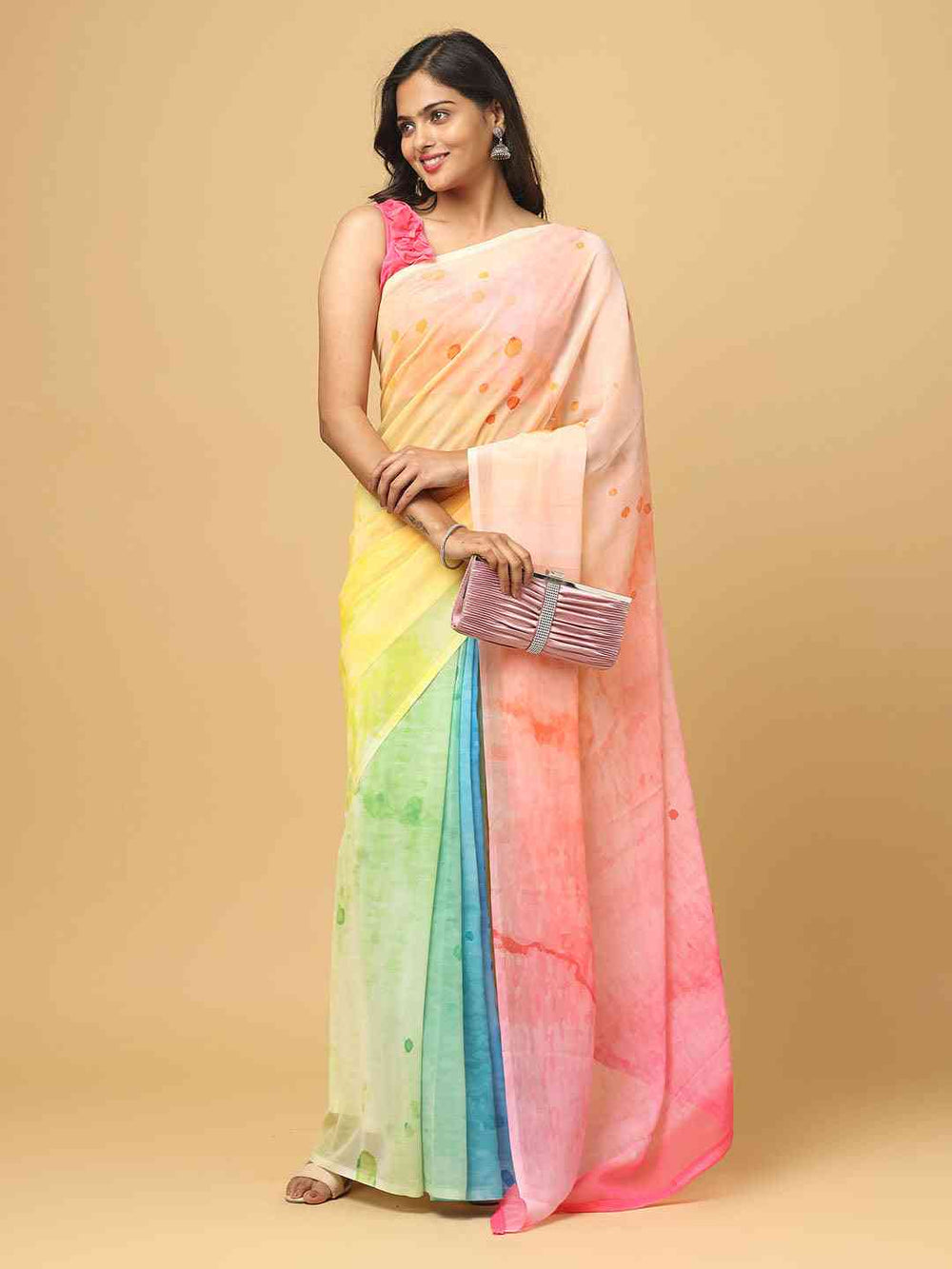  Ombre Soft Georgette Digital Print Party Wear Saree