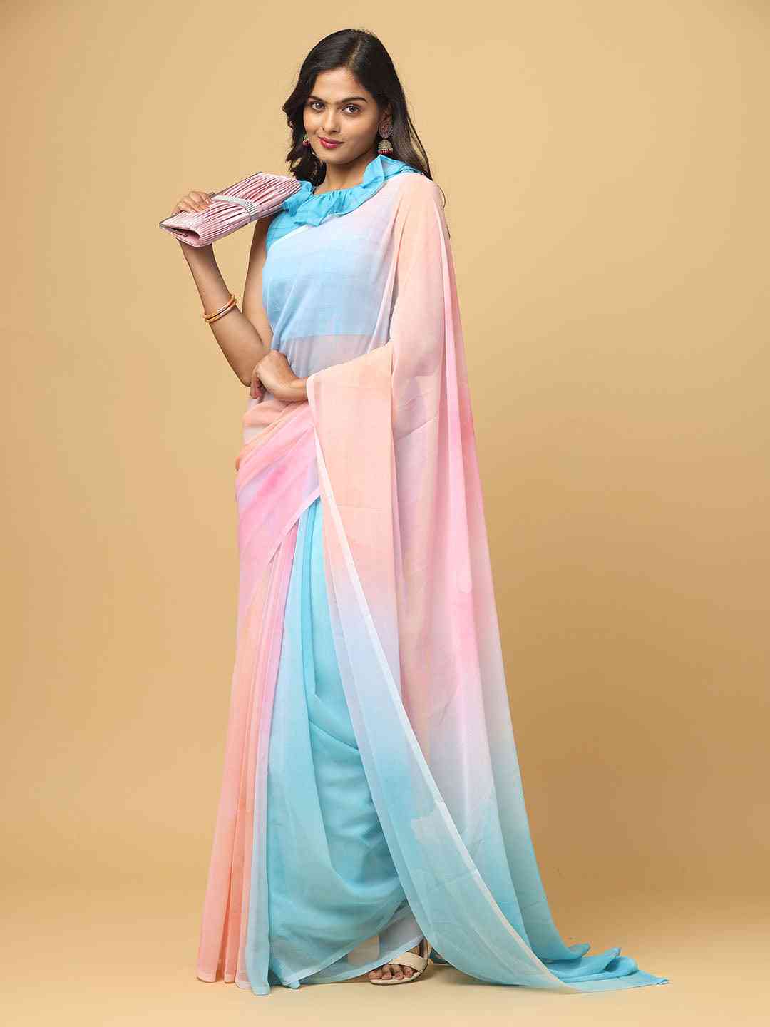 Ombre Soft Georgette Digital Print Party Wear Saree