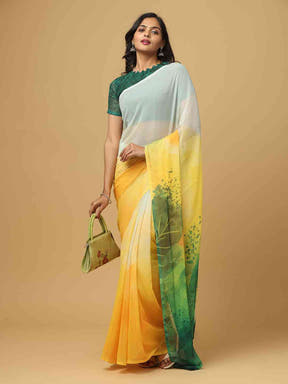 Ombre Soft Georgette Digital Print Party Wear Saree