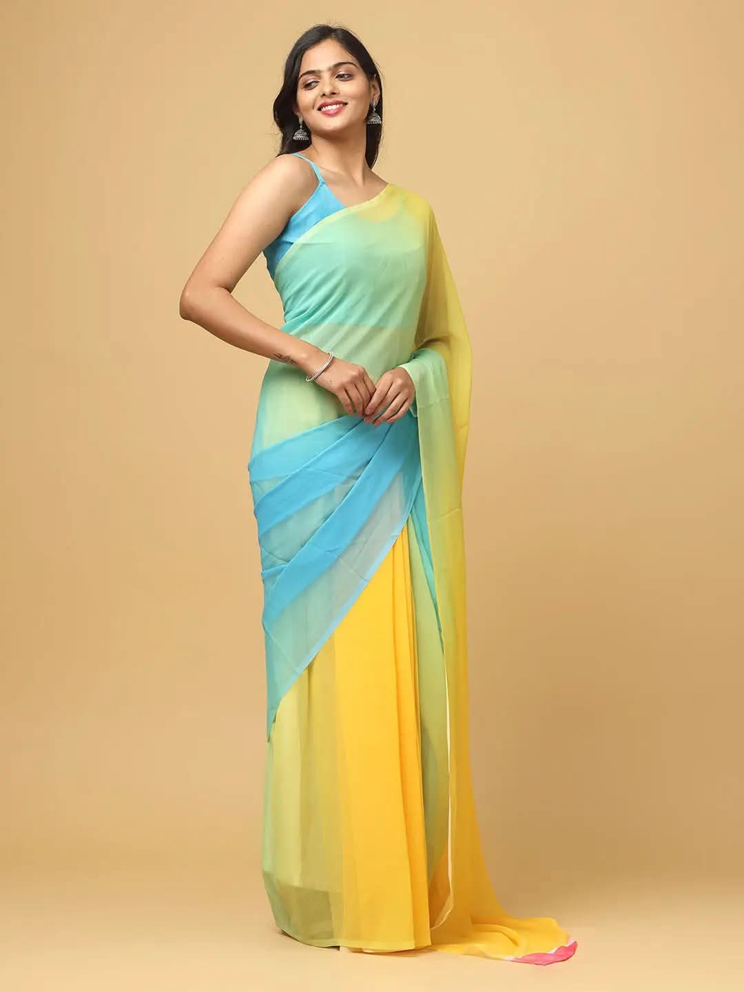  Ombre Soft Georgette Digital Print Party Wear Saree