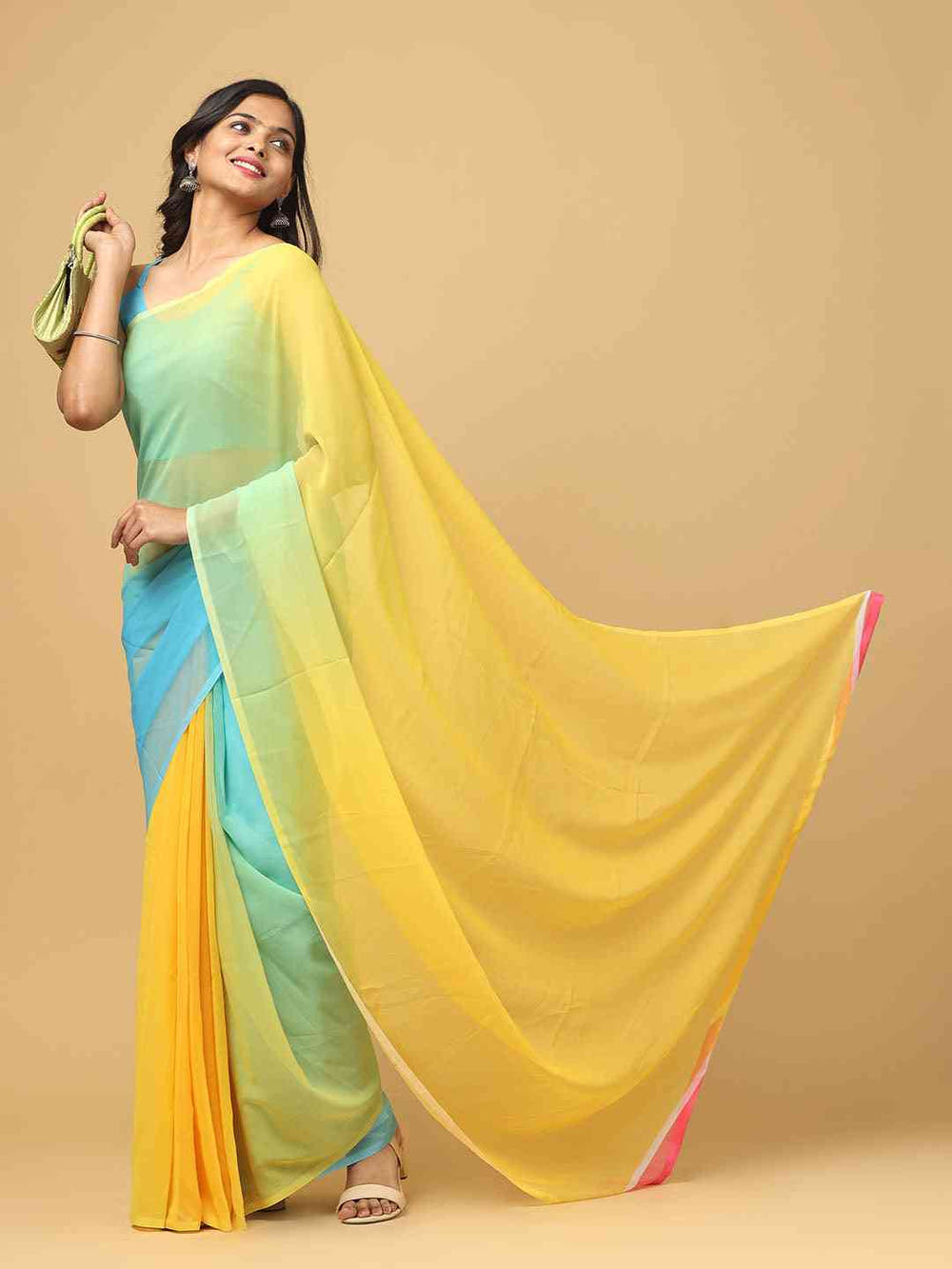  Ombre Soft Georgette Digital Print Party Wear Saree