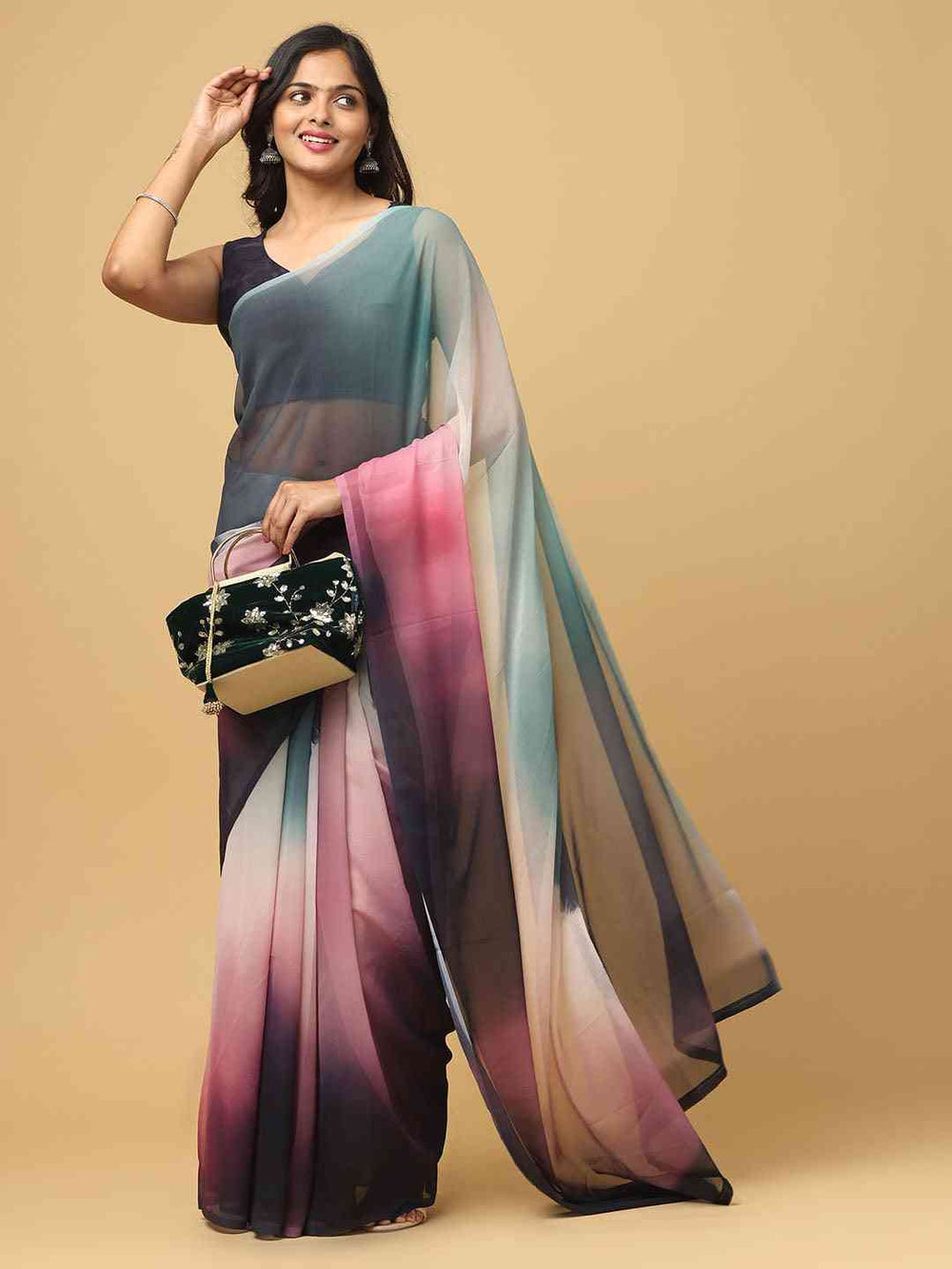  Ombre Soft Georgette Digital Print Party Wear Saree