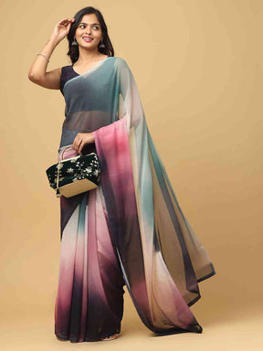  Ombre Soft Georgette Digital Print Party Wear Saree
